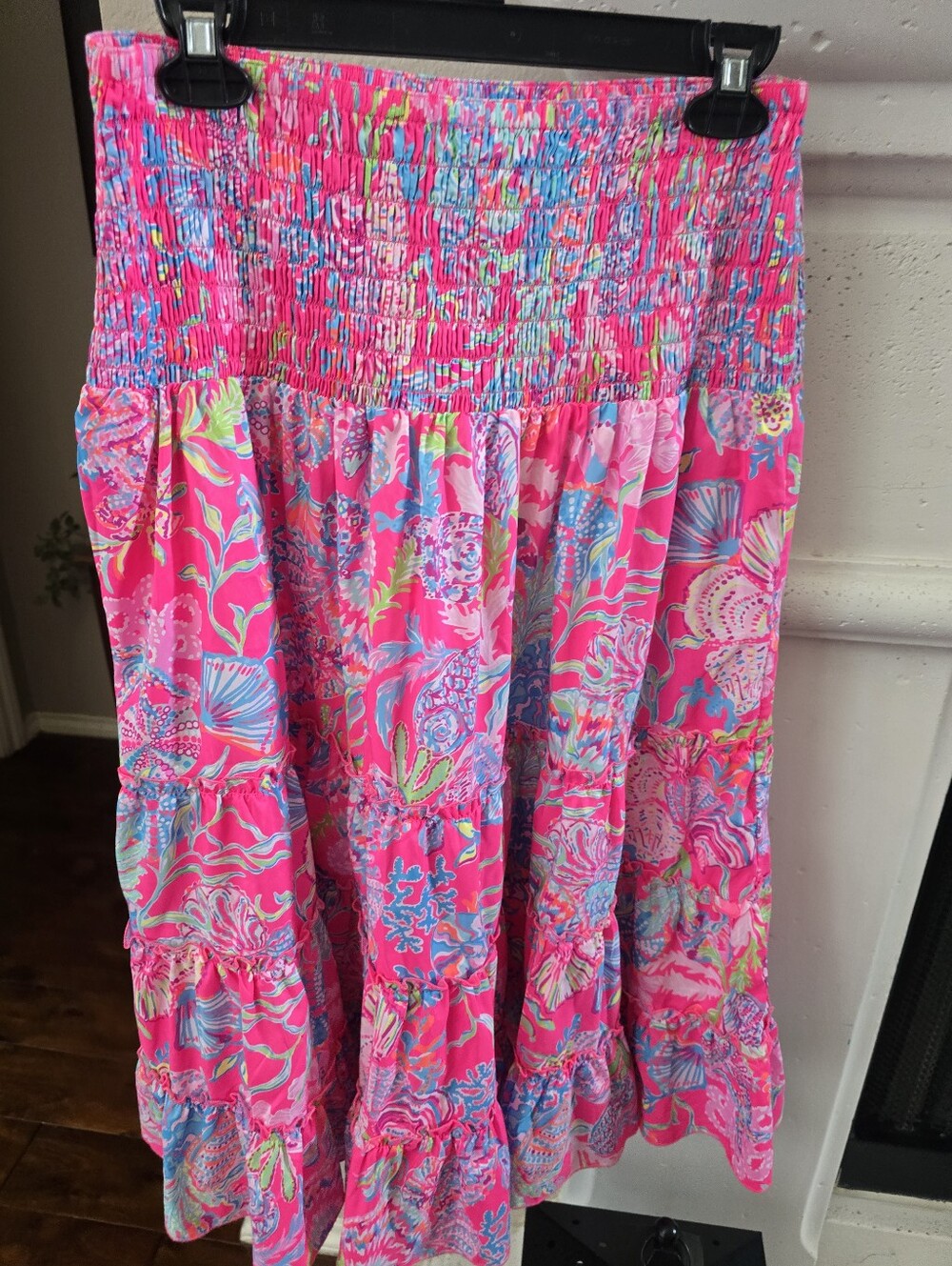 Lilly Pulitzer Hot Pink Multi-Color Floral Tiered Smocked Skirt - Picture 10 of 10